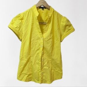 Express Yellow Short Sleeve Button-Down Shirt
